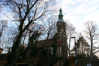 Turm mit Uhr Kirche Markkleeberg